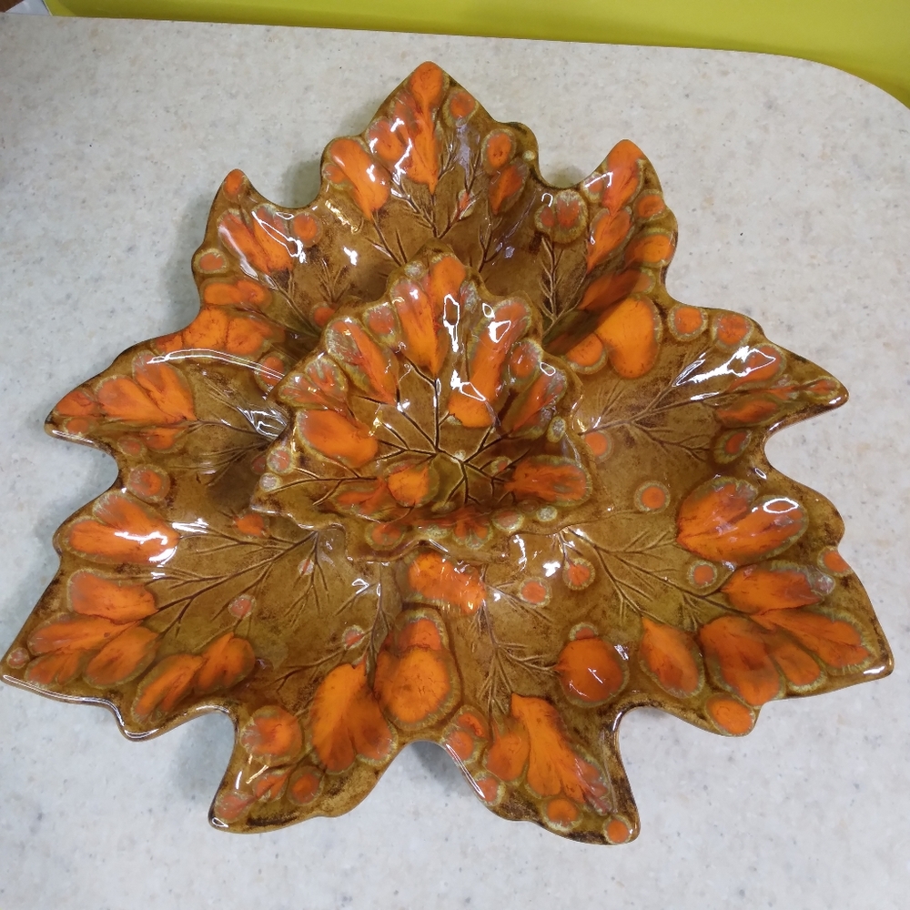 Fall Leaf 2 Piece Serving Tray Set